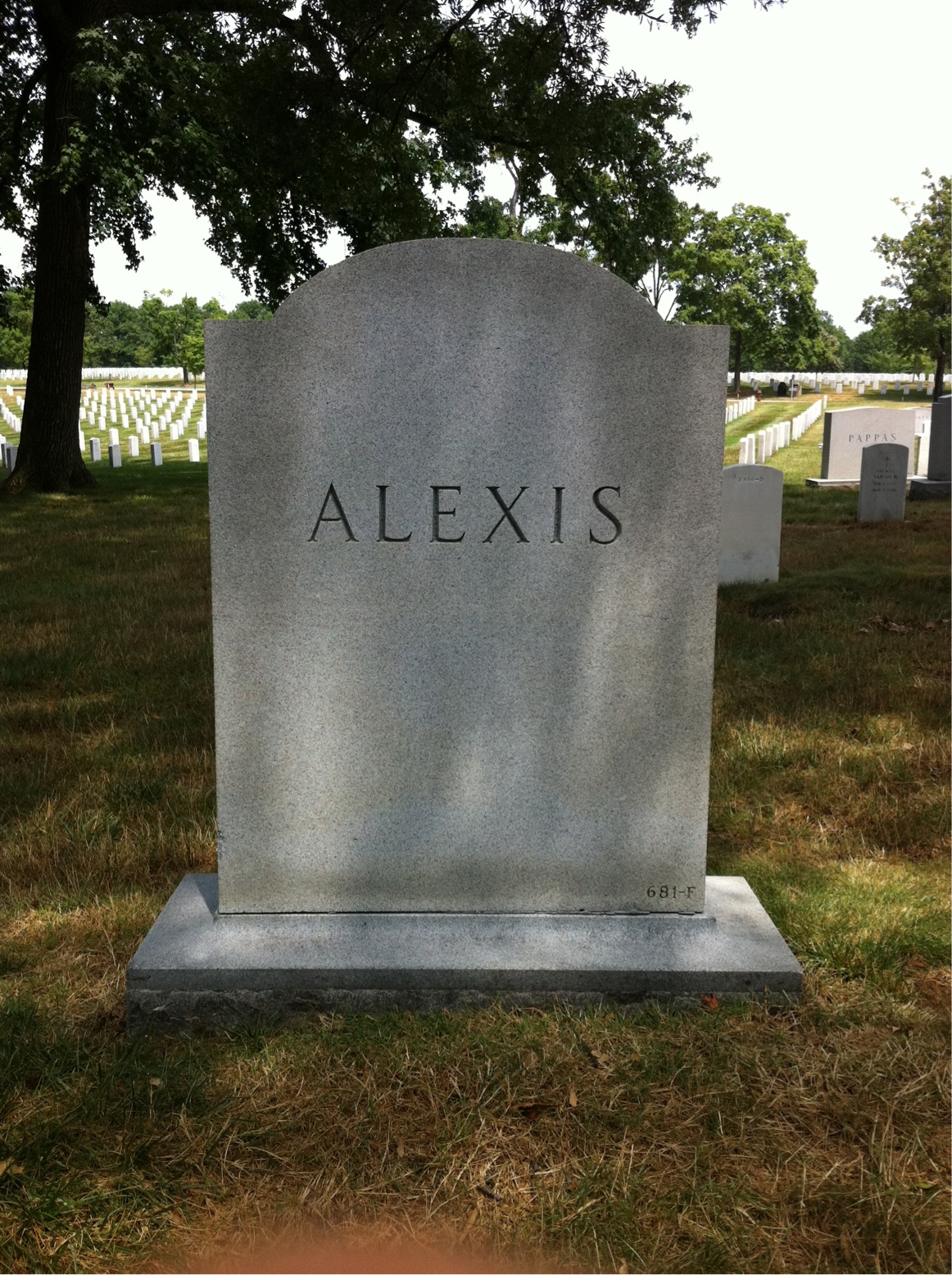 Back of headstone — Algert Alexis