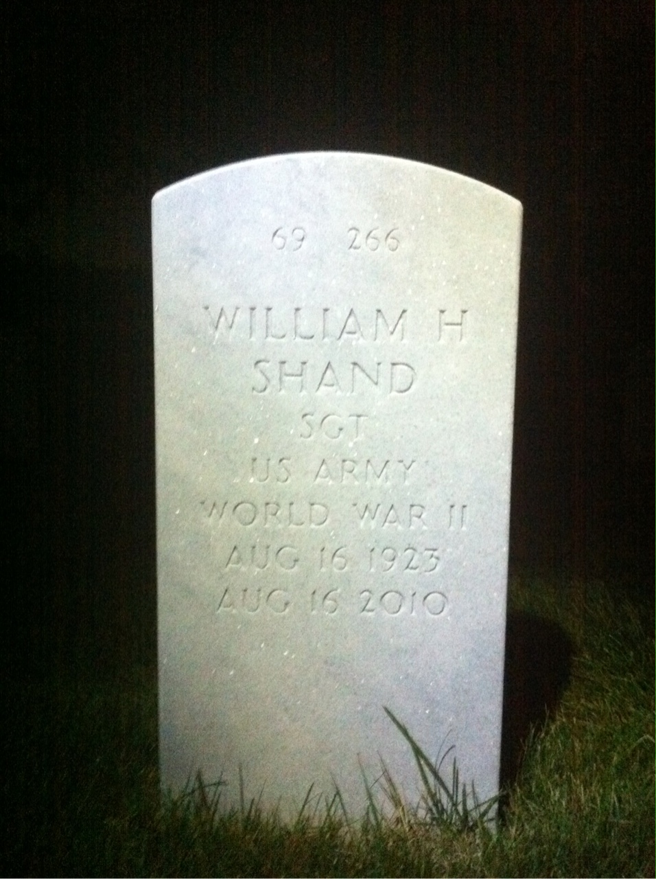 Back of headstone — Roy Shand