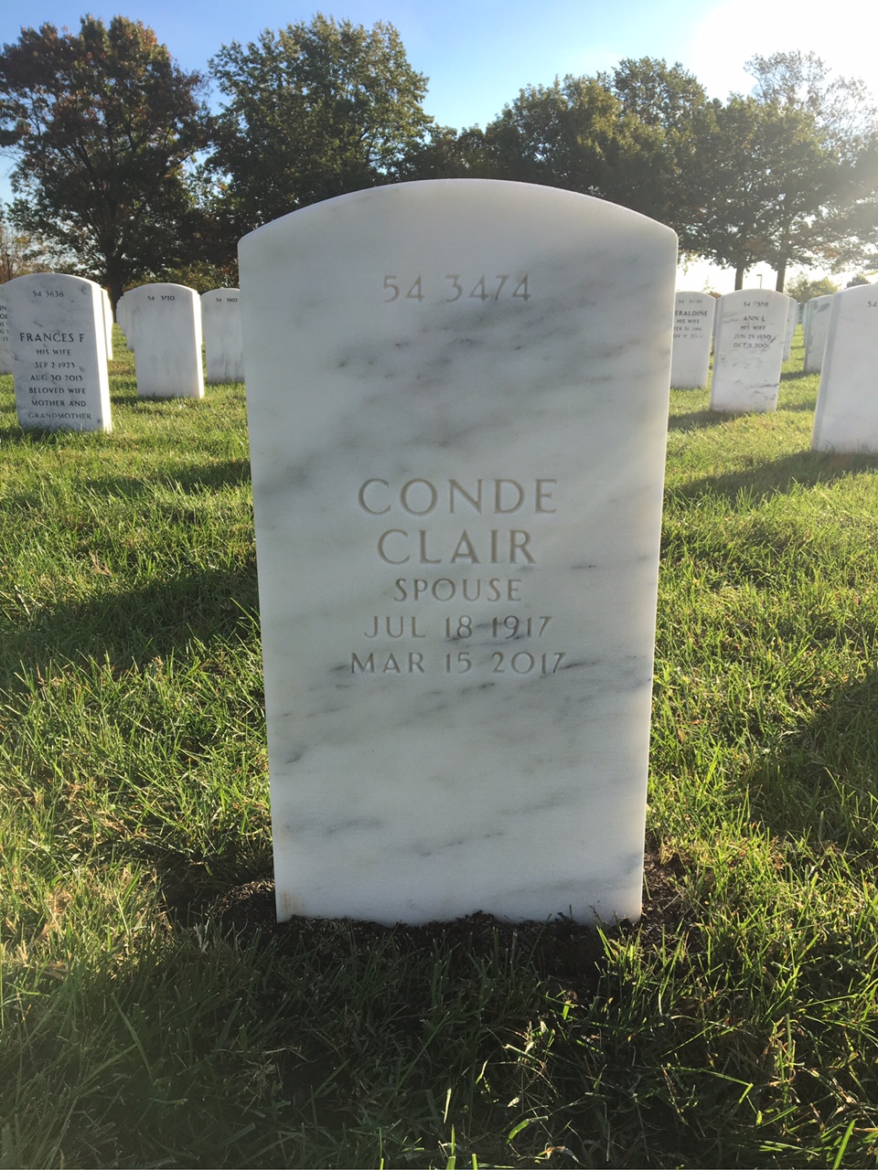 Back of headstone — Herbert Jenne