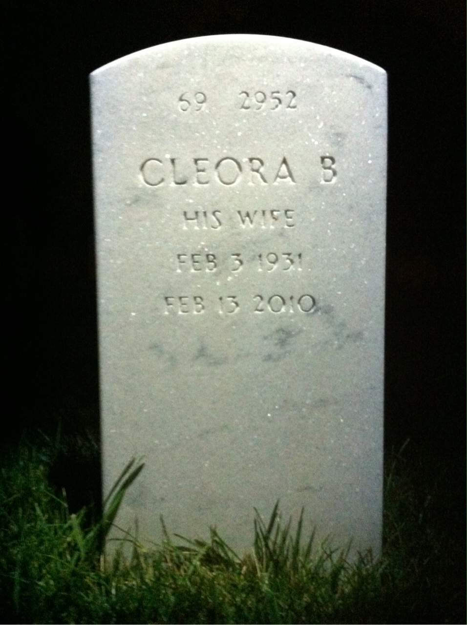 Back of headstone — Dwight Thompson