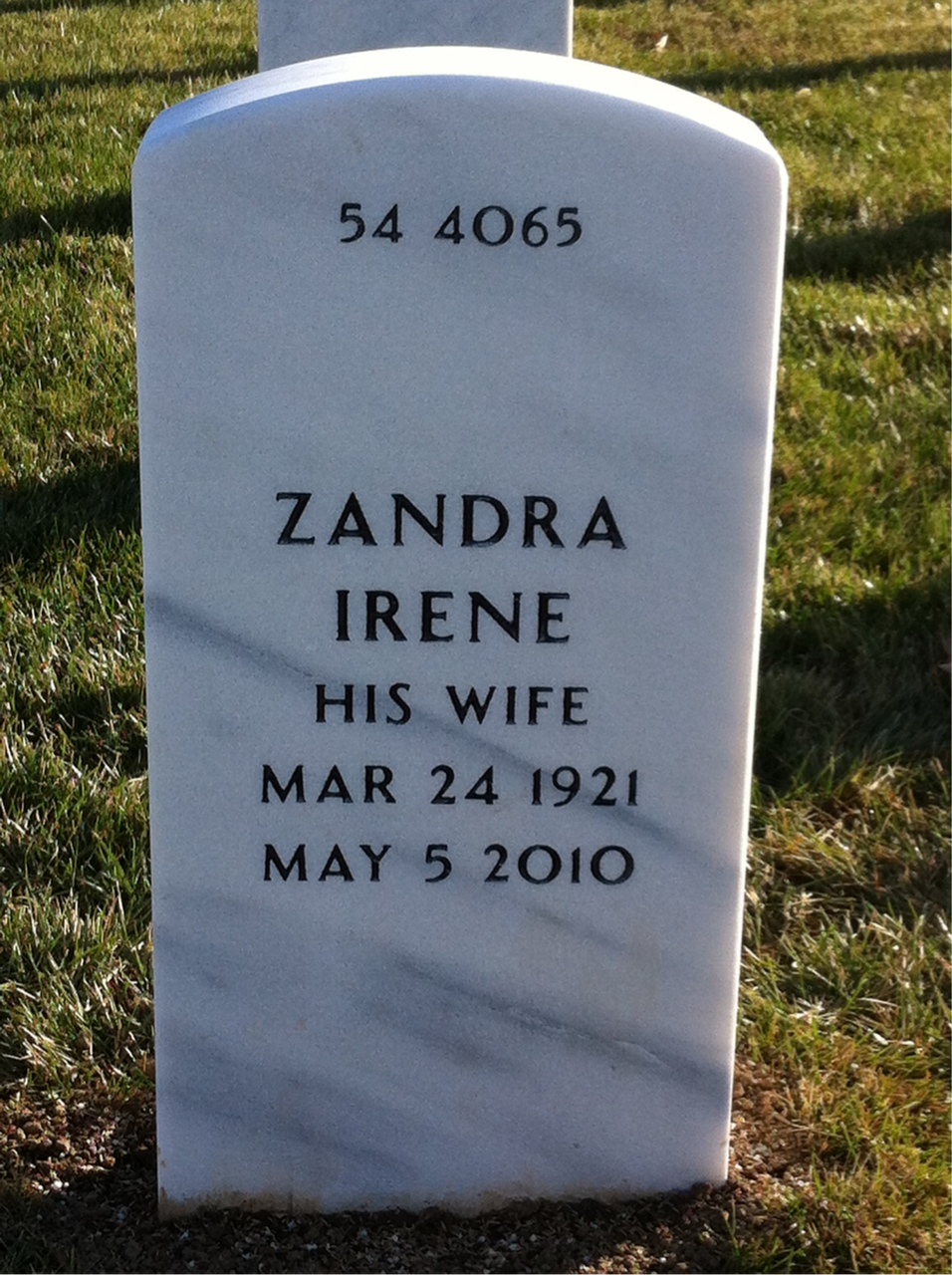 Back of headstone — Warren Sperling