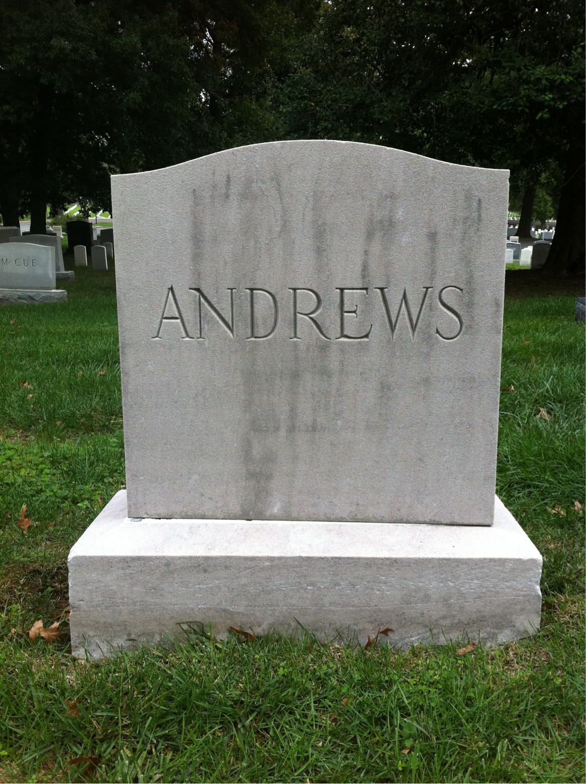 Back of headstone — John Andrews
