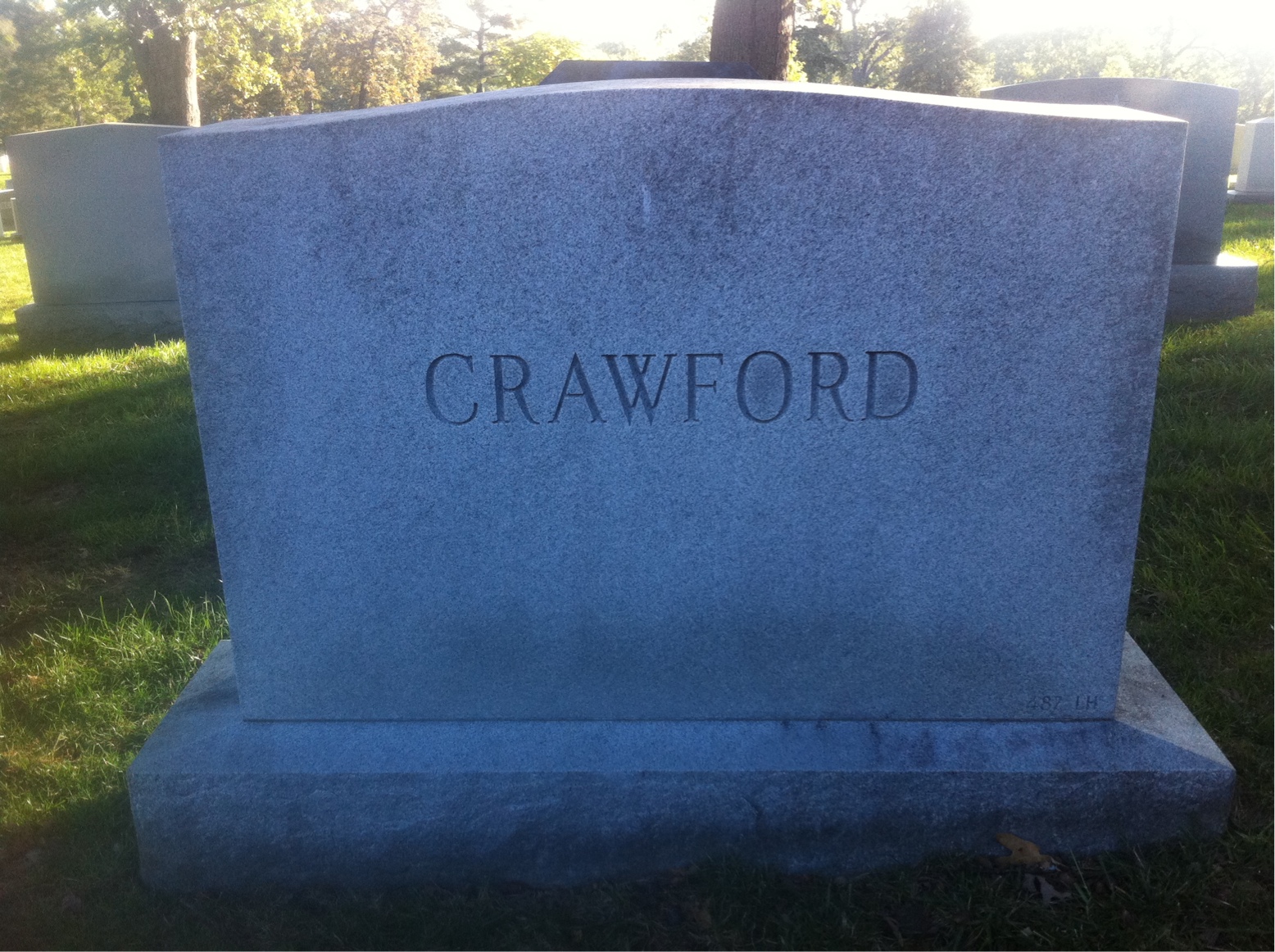 Back of headstone — Joseph Crawford