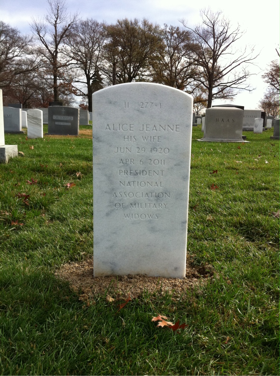 Back of headstone — Marvin Arthurs