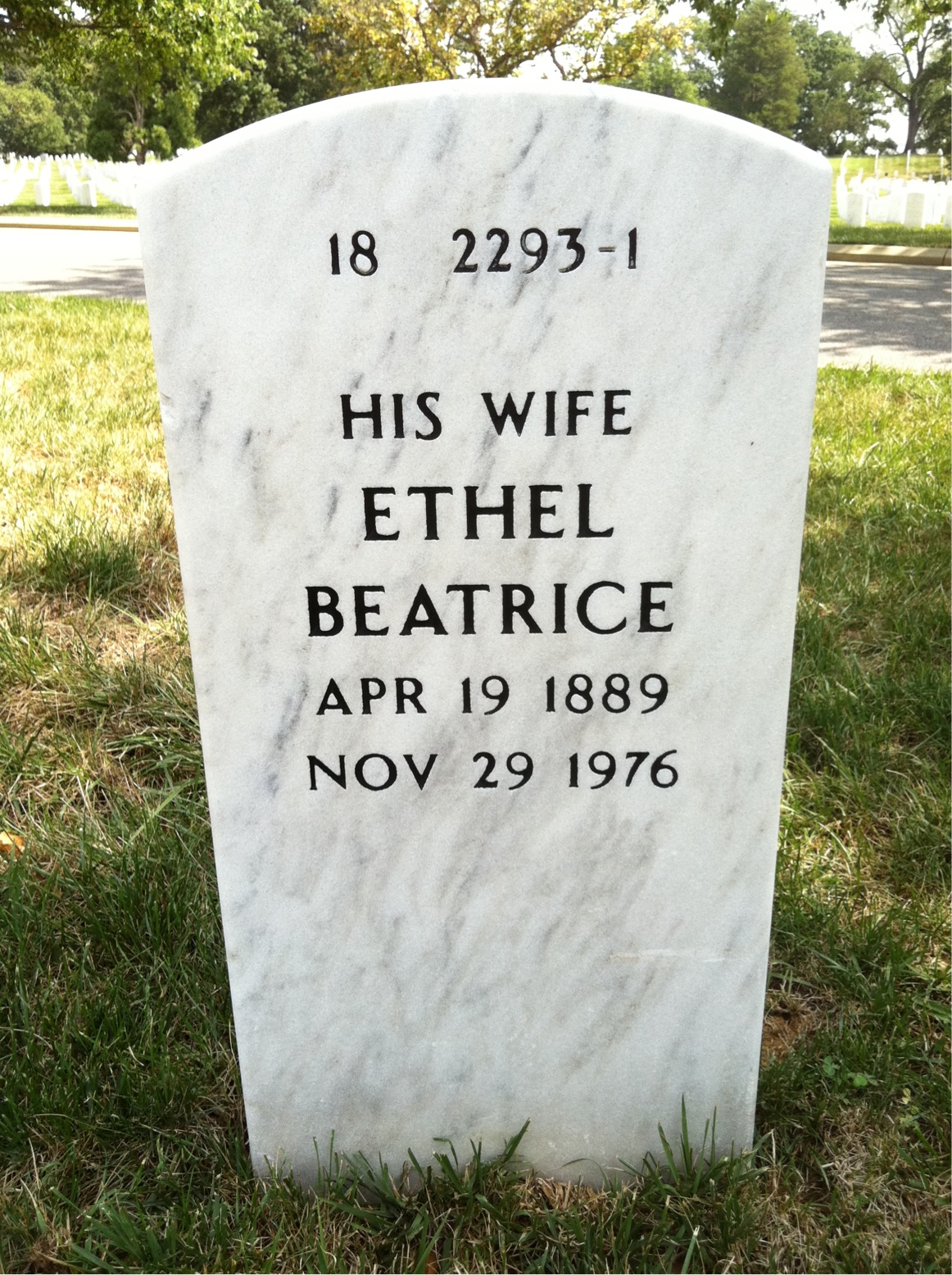 Back of headstone — Bernard Bautz