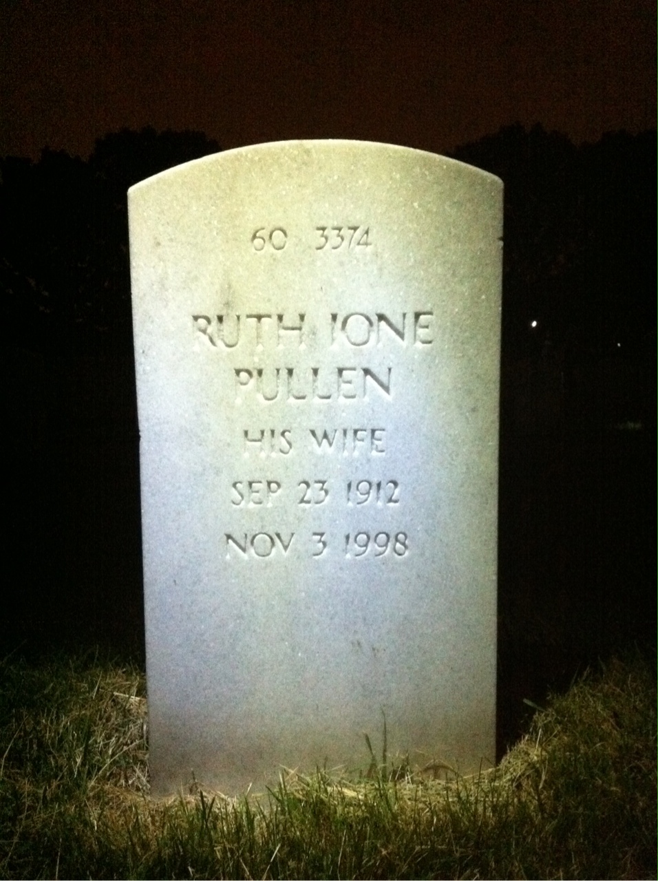 Back of headstone — Ruth Adams