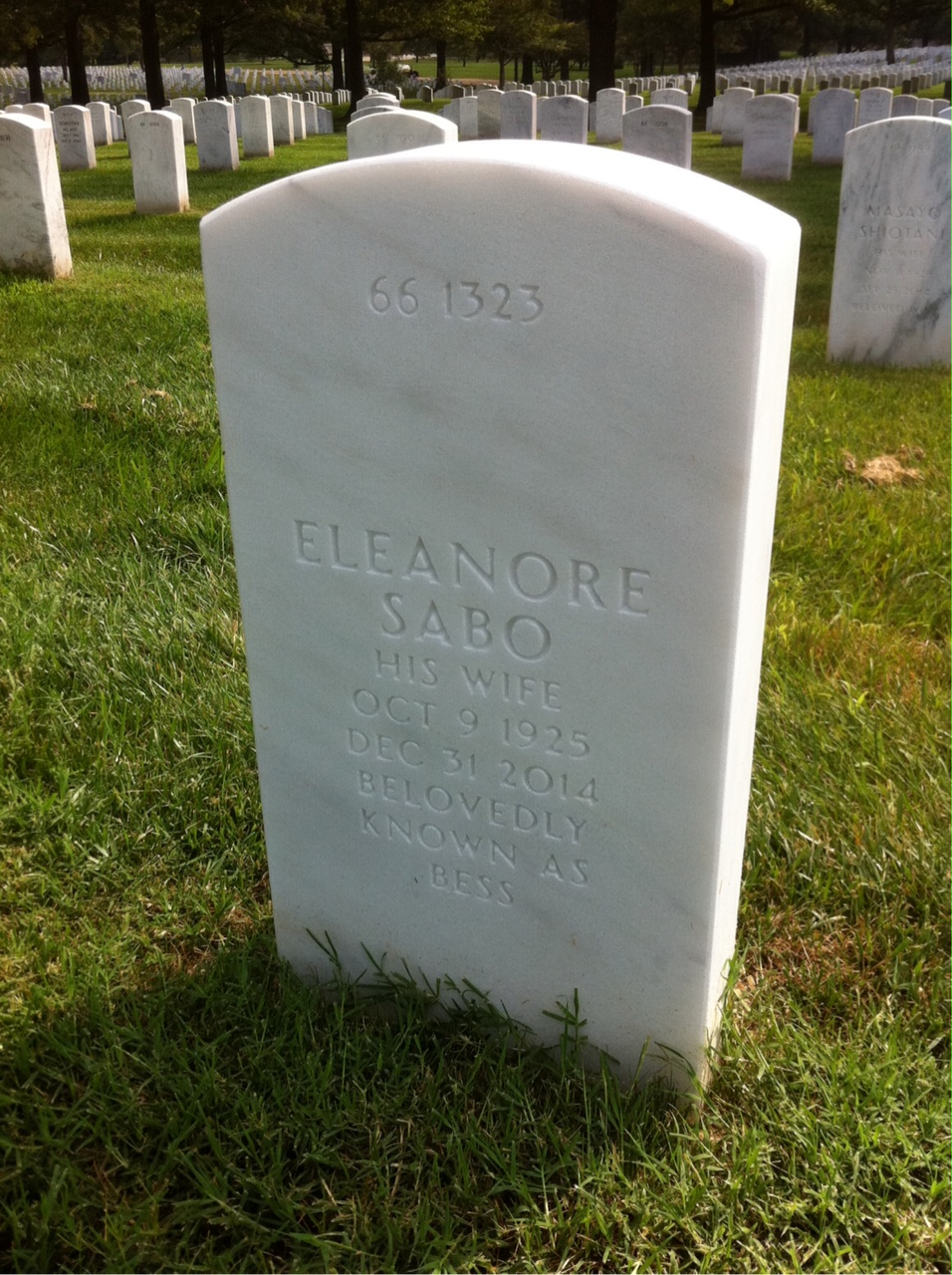 Back of headstone — Drew St John