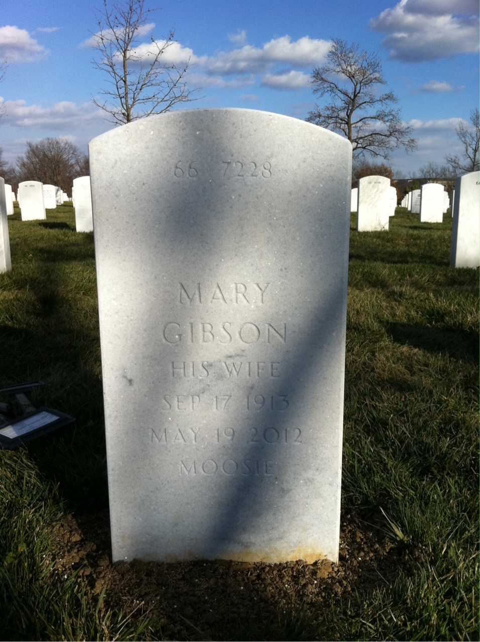 Back of headstone — Sidney Wooten