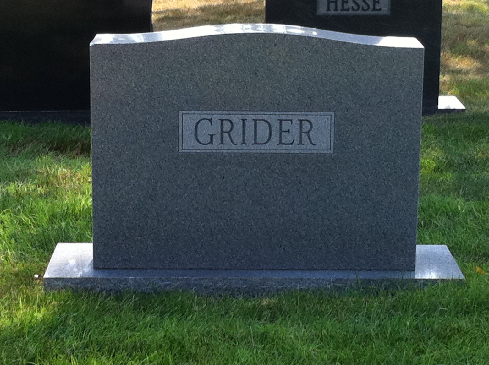 Back of headstone — Robert Grider