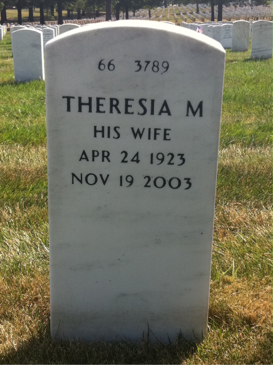 Back of headstone — George Walsh
