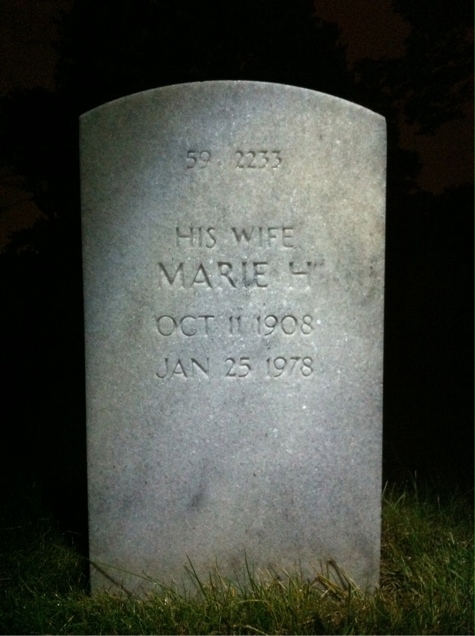 Back of headstone — Marie Ashenbrenner