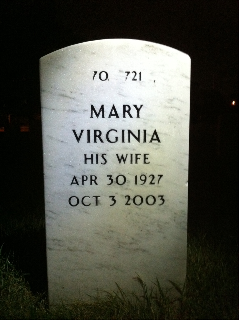 Back of headstone — Allan Sylvester