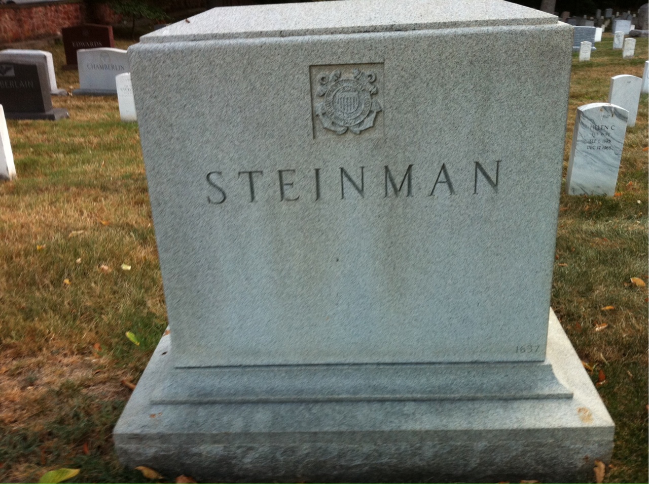 Back of headstone — George Steinman