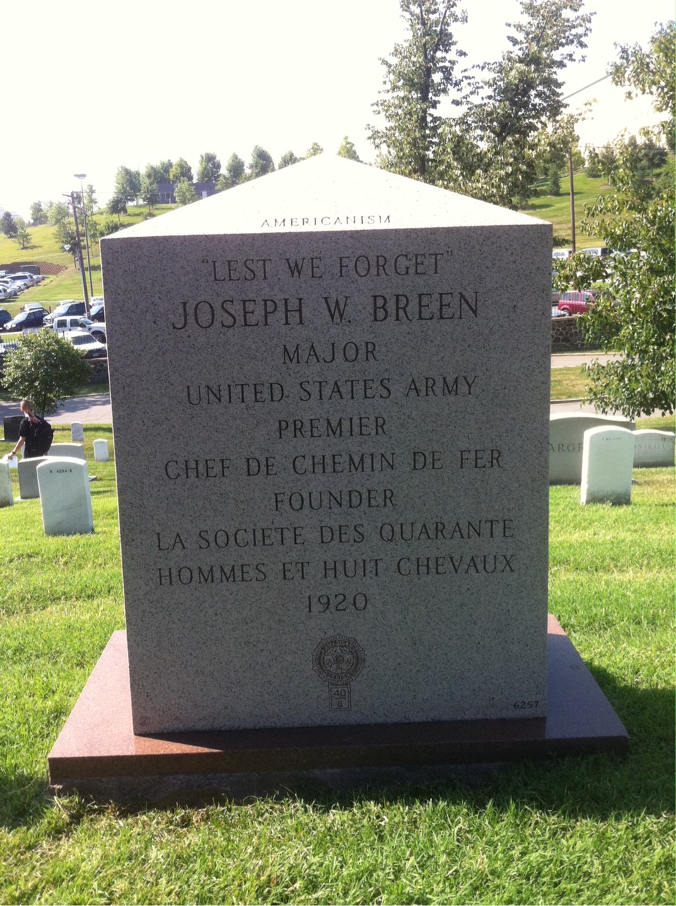 Back of headstone — Joseph Breen