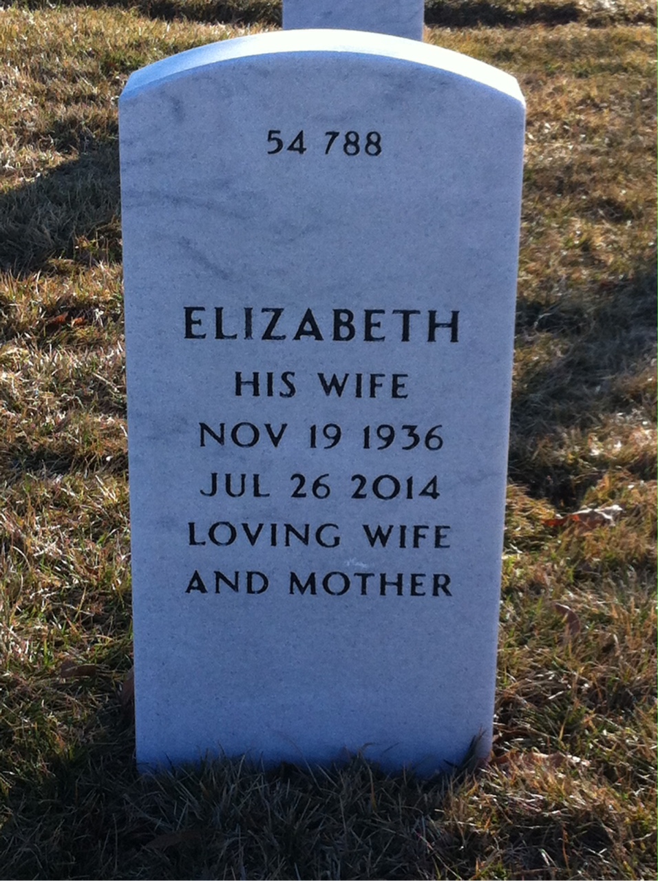 Back of headstone — Raymond Adams