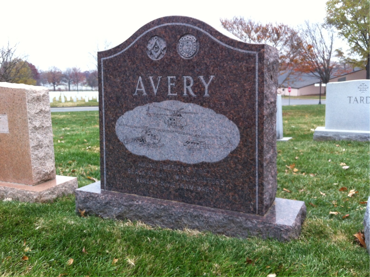 Back of headstone — Waddell Avery