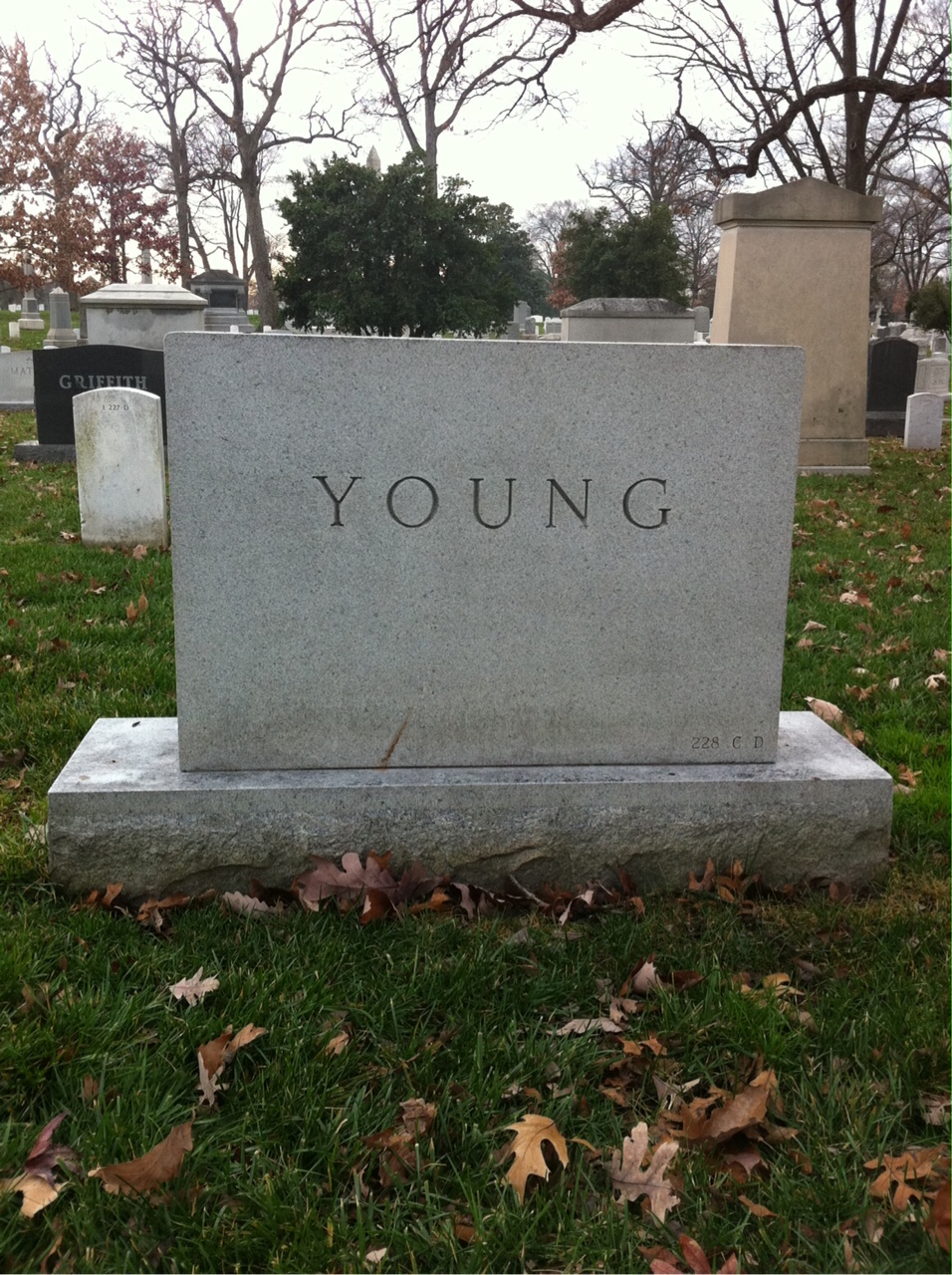 Back of headstone — Edward Young