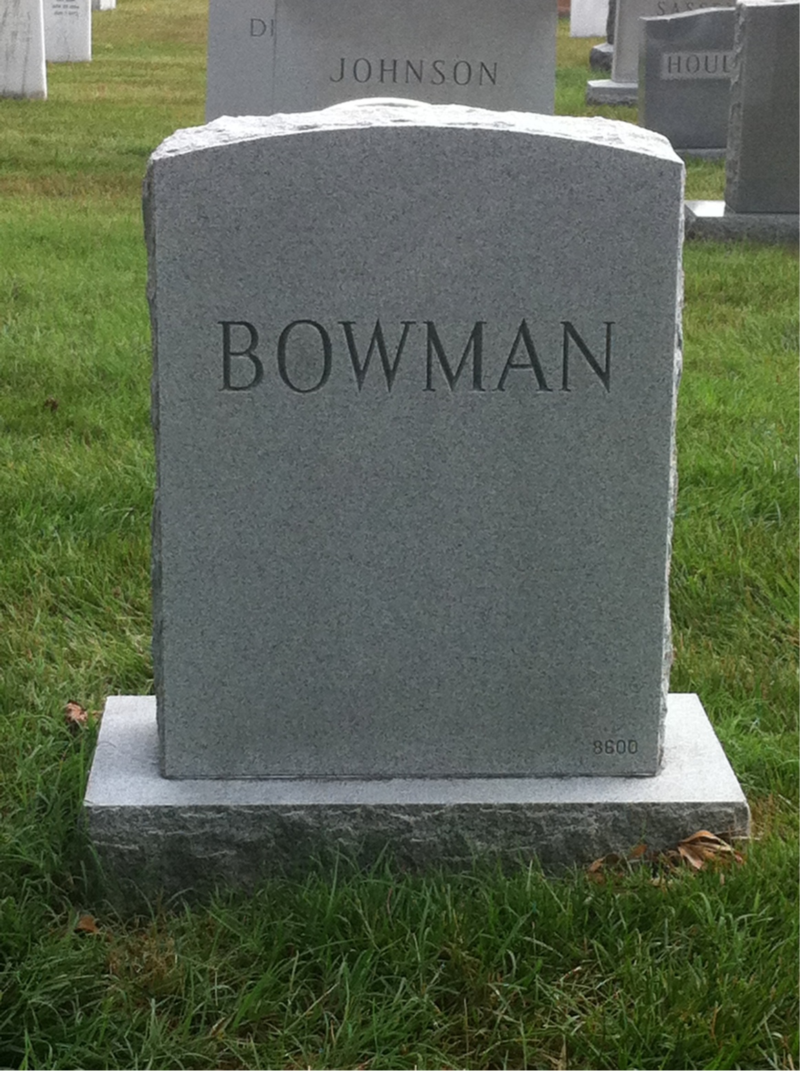 Back of headstone — Frank S Bowman