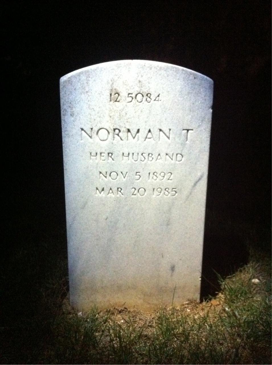 Back of headstone — Norman Anderson
