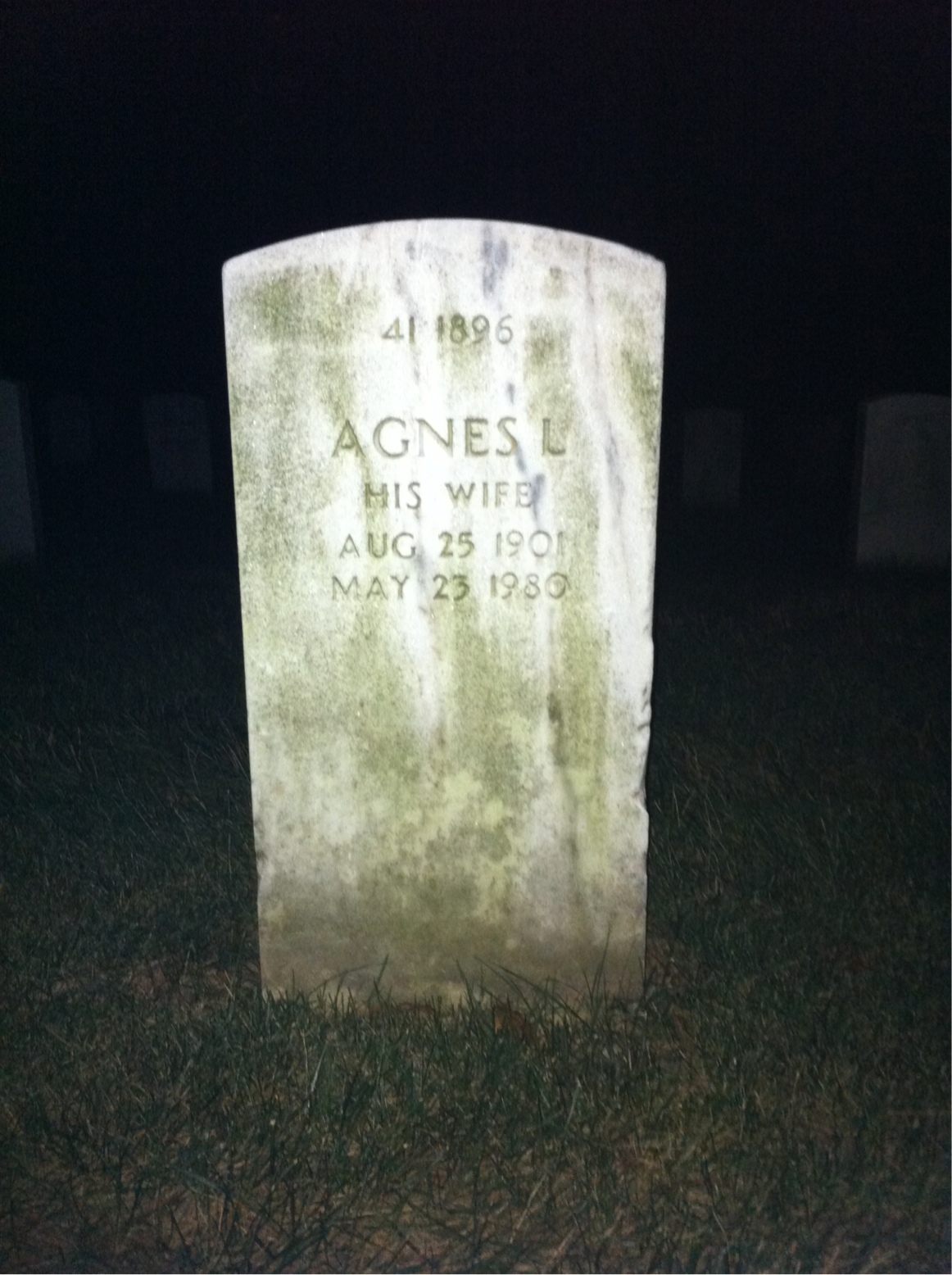 Back of headstone — Agnes Prentiss