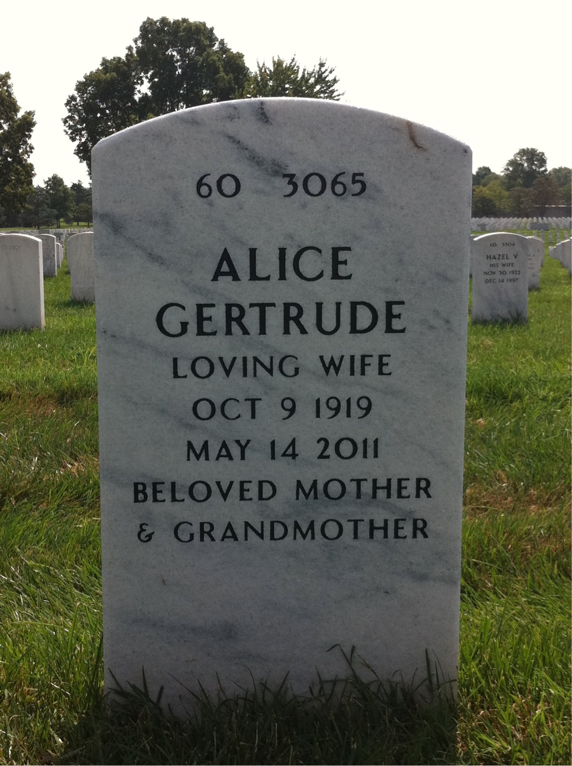 Back of headstone — Charles Anderson