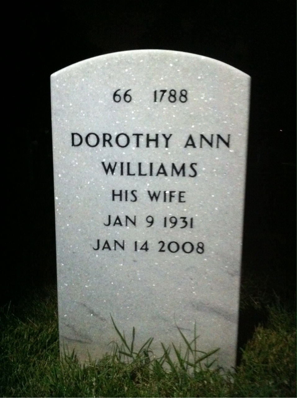 Back of headstone — Harry Williamson