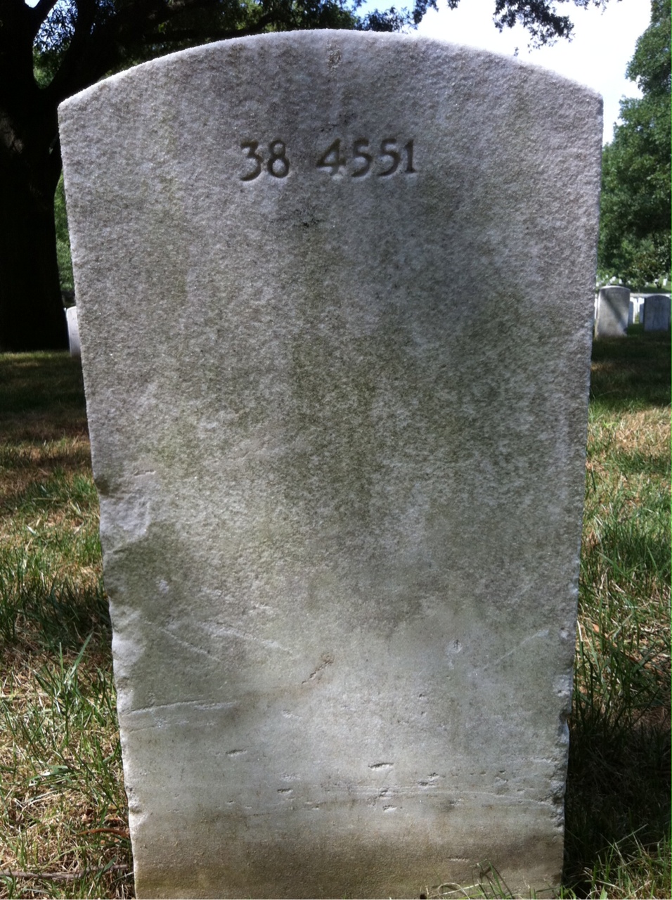 Back of headstone — Roscoe F Grady