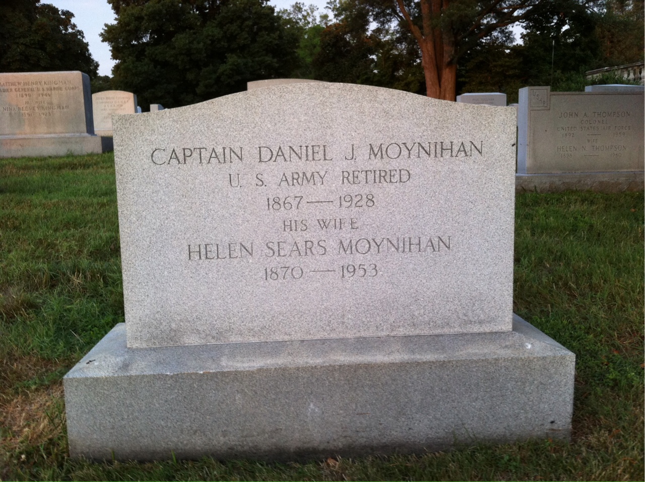 Back of headstone — Daniel Moynihan