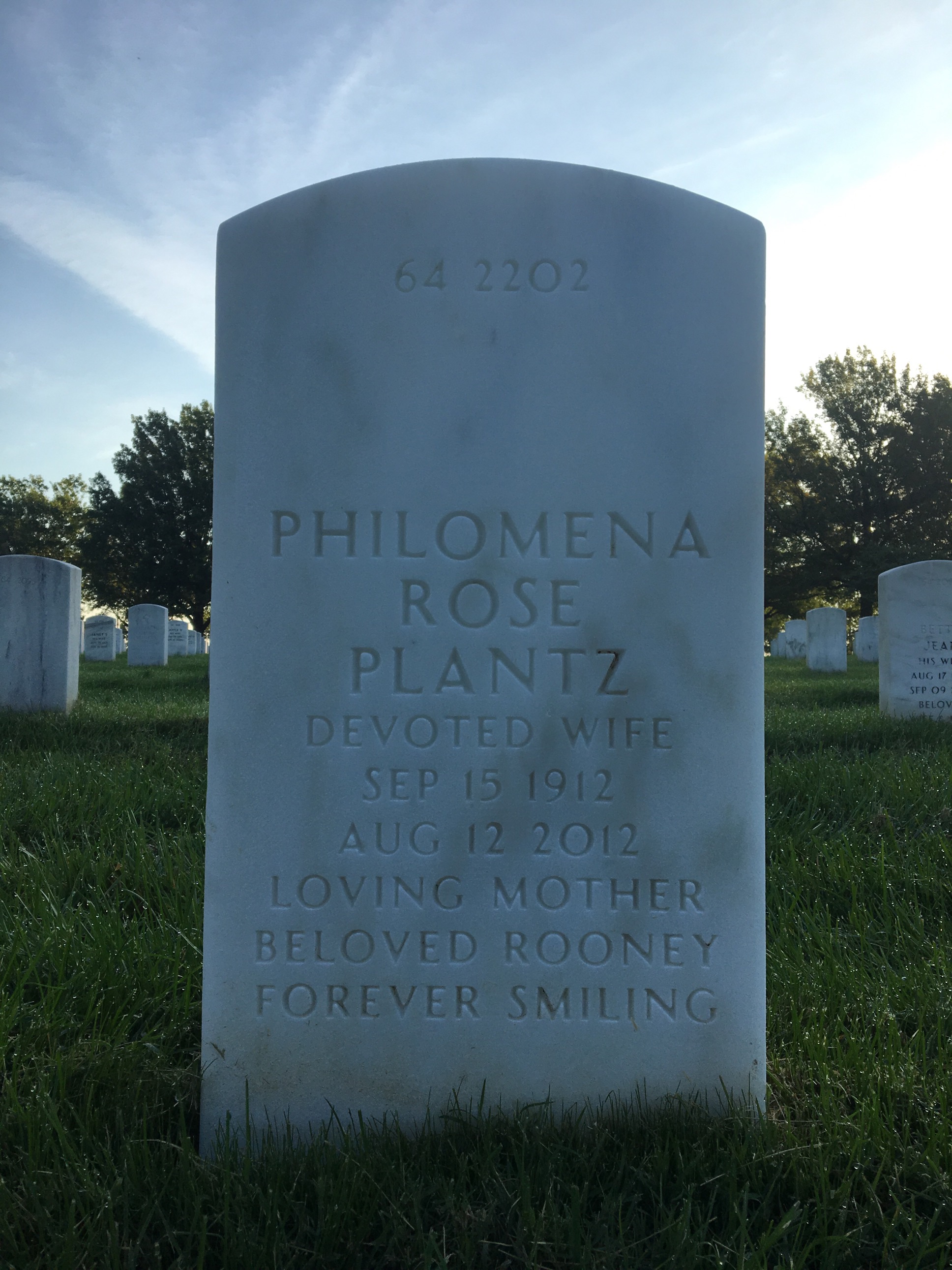 Back of headstone — George Plantz
