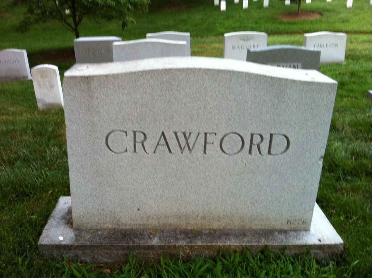 Back of headstone — George Crawford