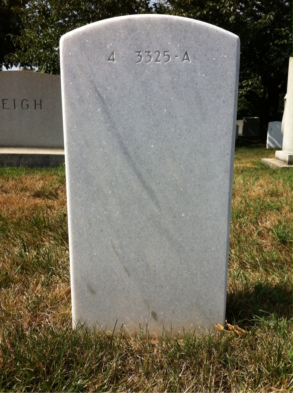 Back of headstone — Murray Roe