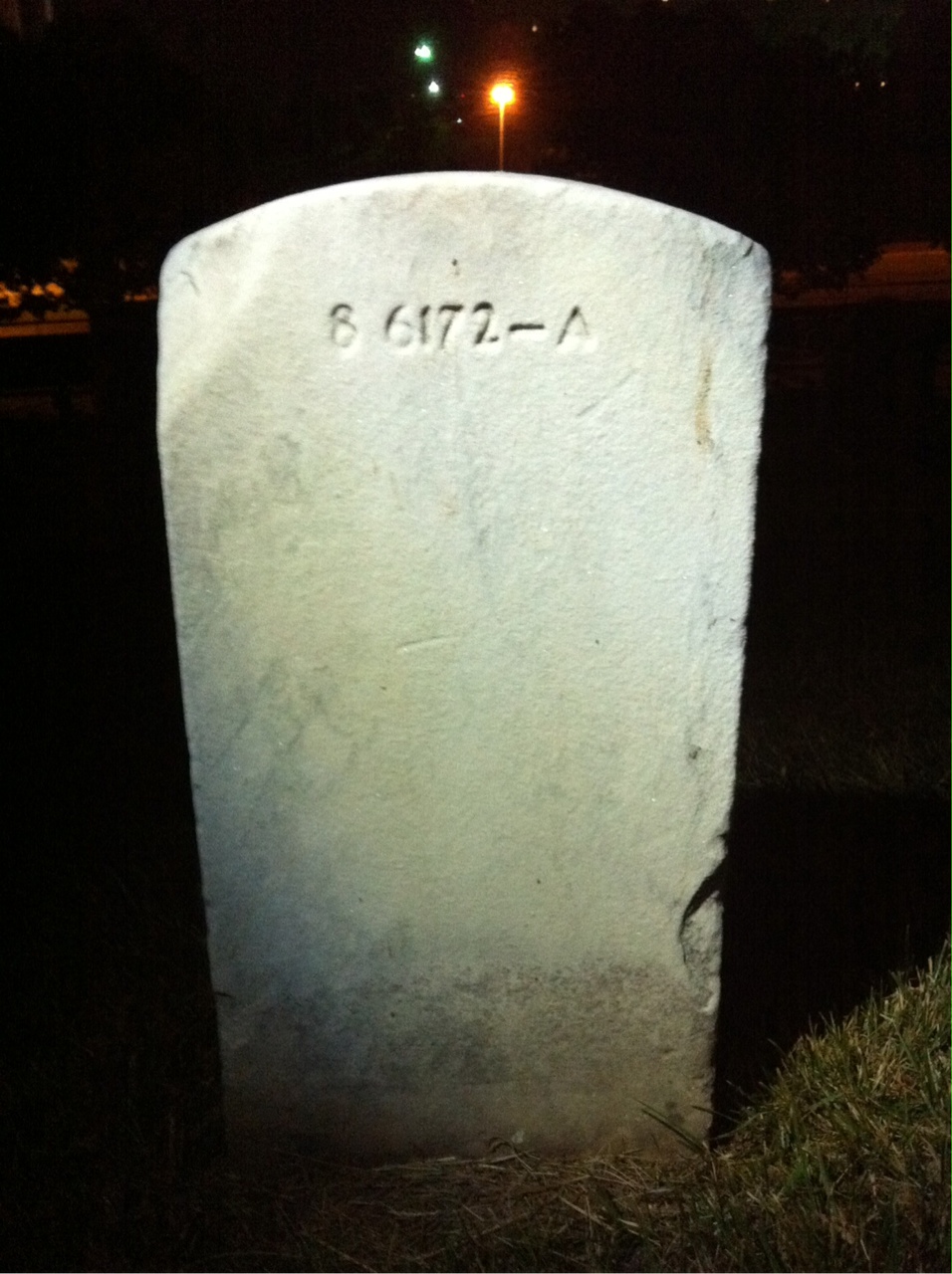 Back of headstone — Bruce Baker