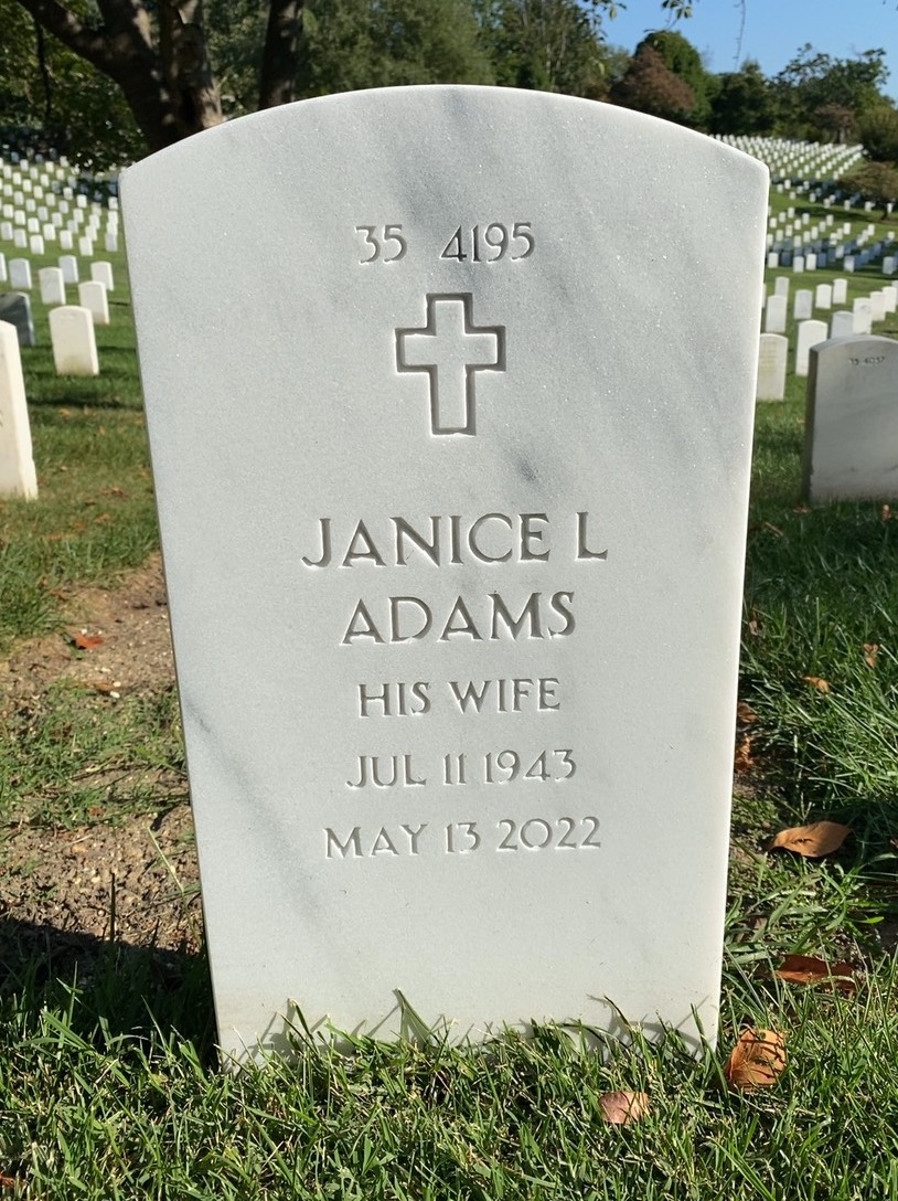 Back of headstone — John Adams