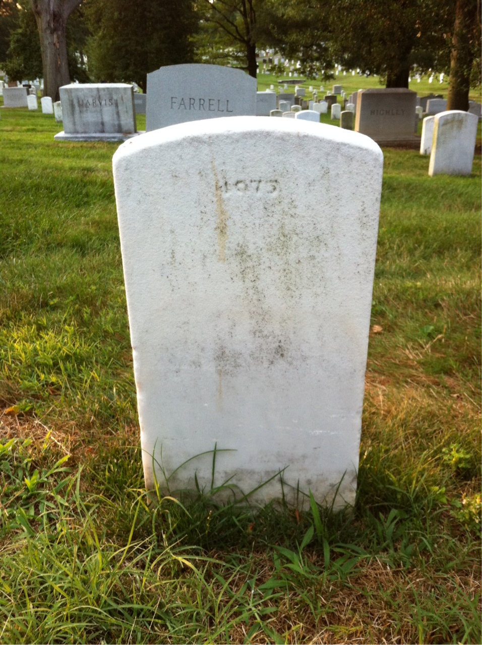 Back of headstone — George Mitchell
