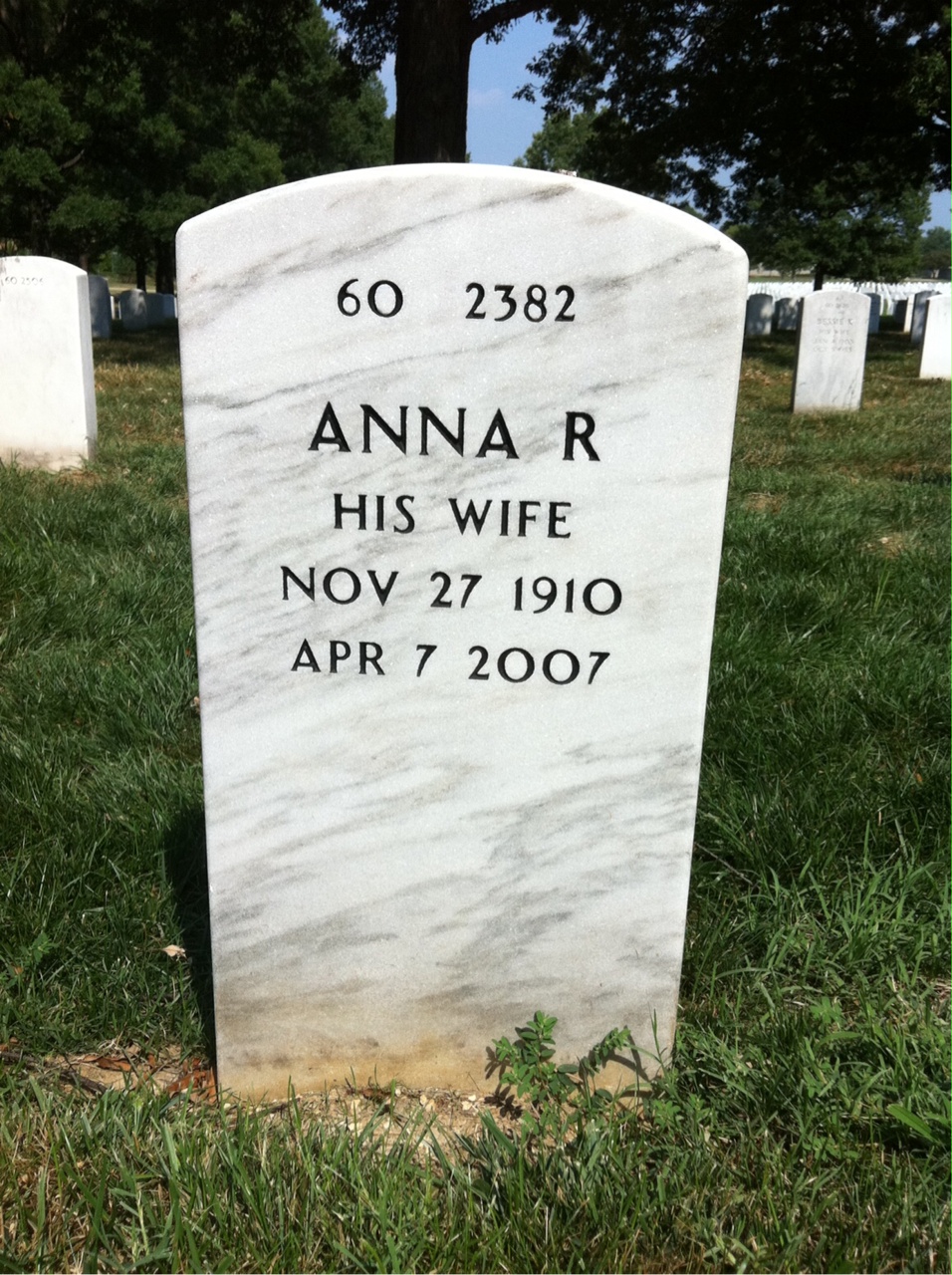 Back of headstone — Benjamin Noyce