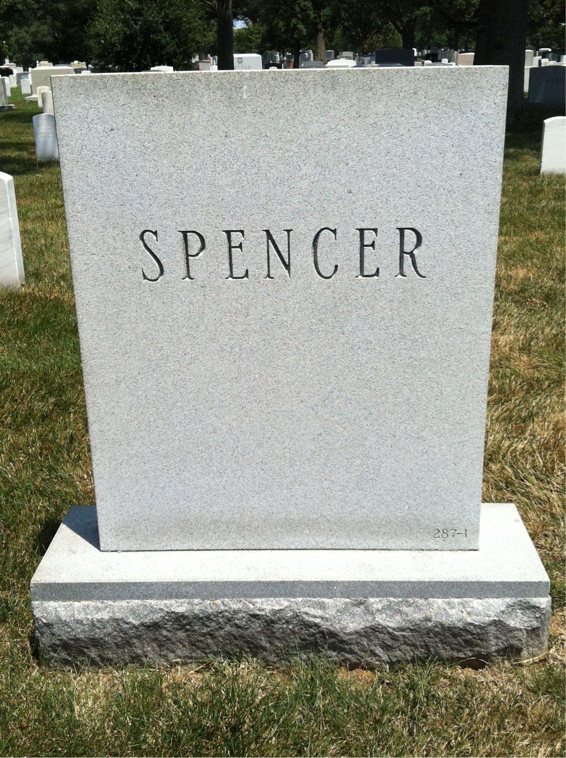 Back of headstone — Norman Spencer