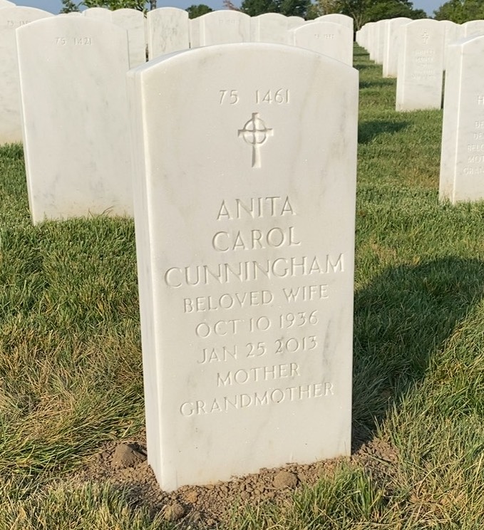 Back of headstone — Charles Cunningham