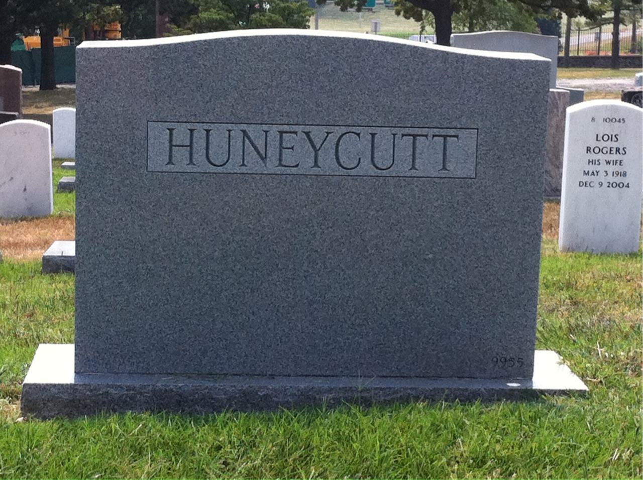 Back of headstone — Robert Huneycutt