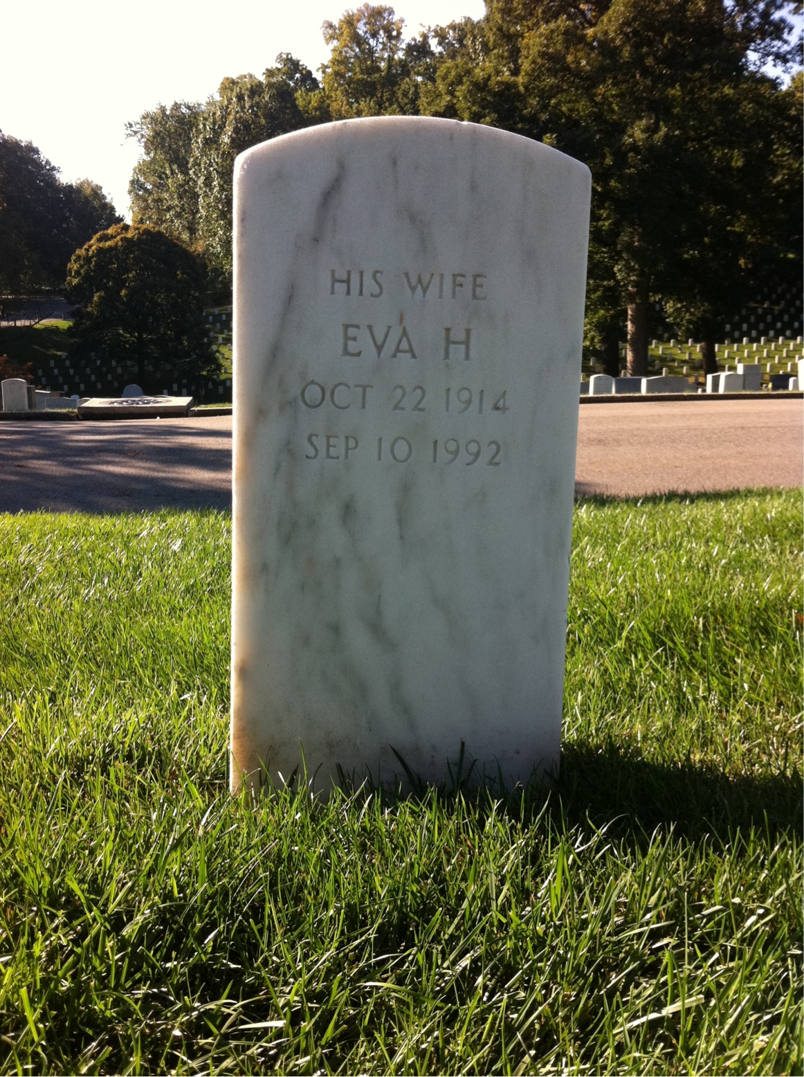 Back of headstone — Carlyle Arey