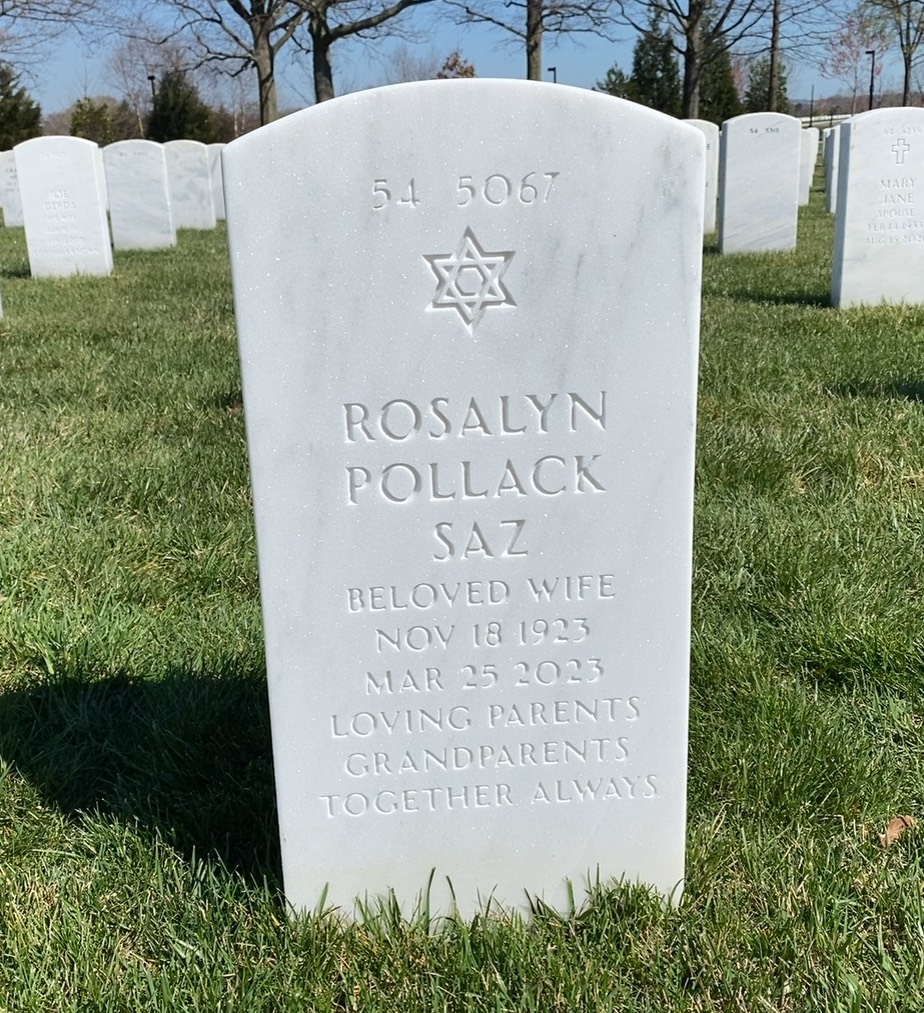 Back of headstone — Howard Saz
