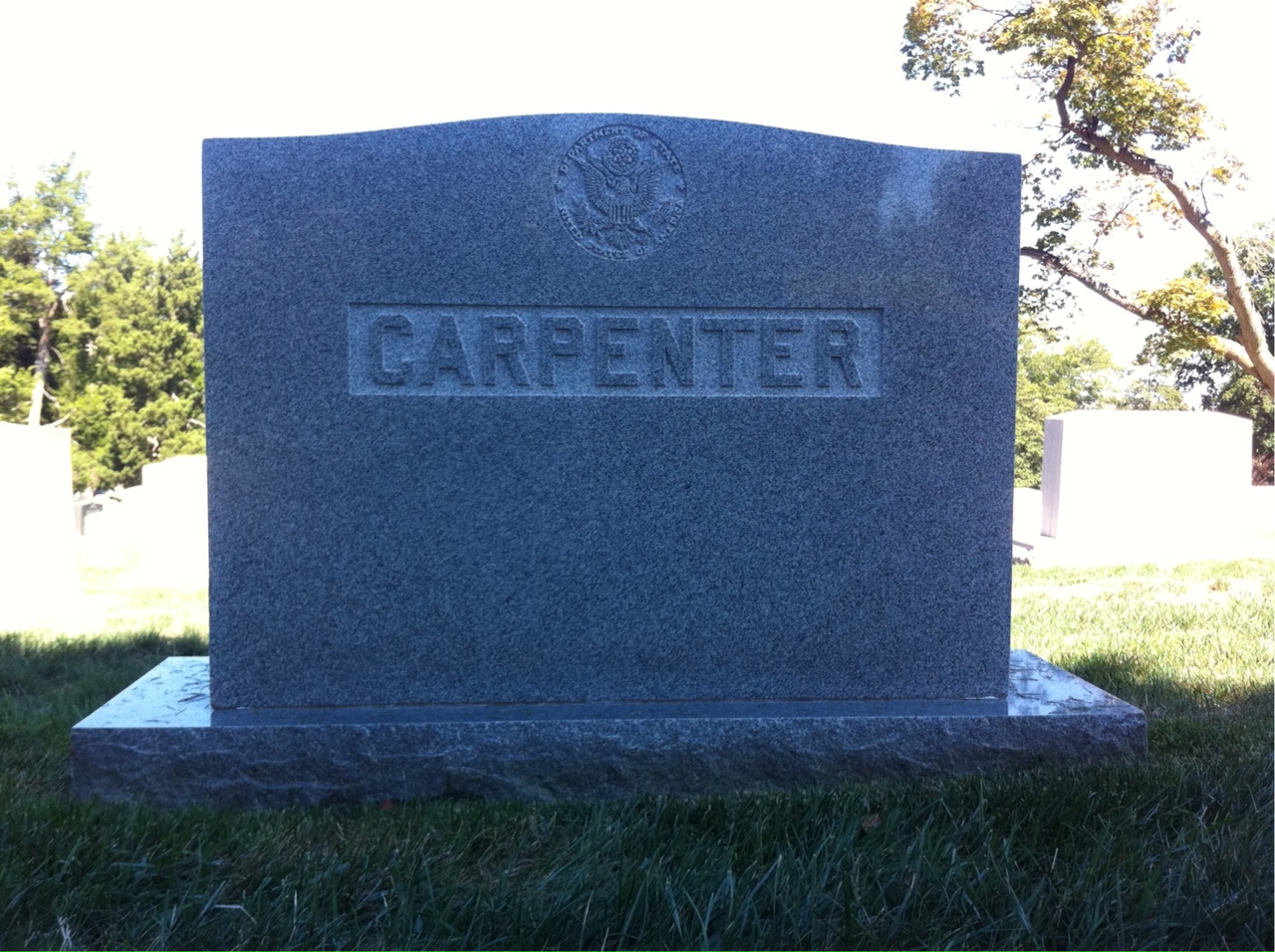 Back of headstone — William T Carpenter