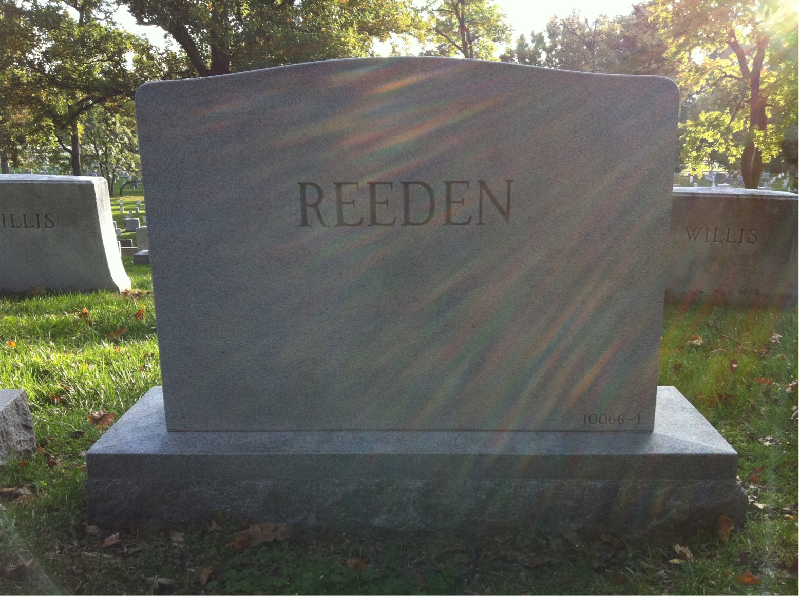 Back of headstone — Charles Reeden