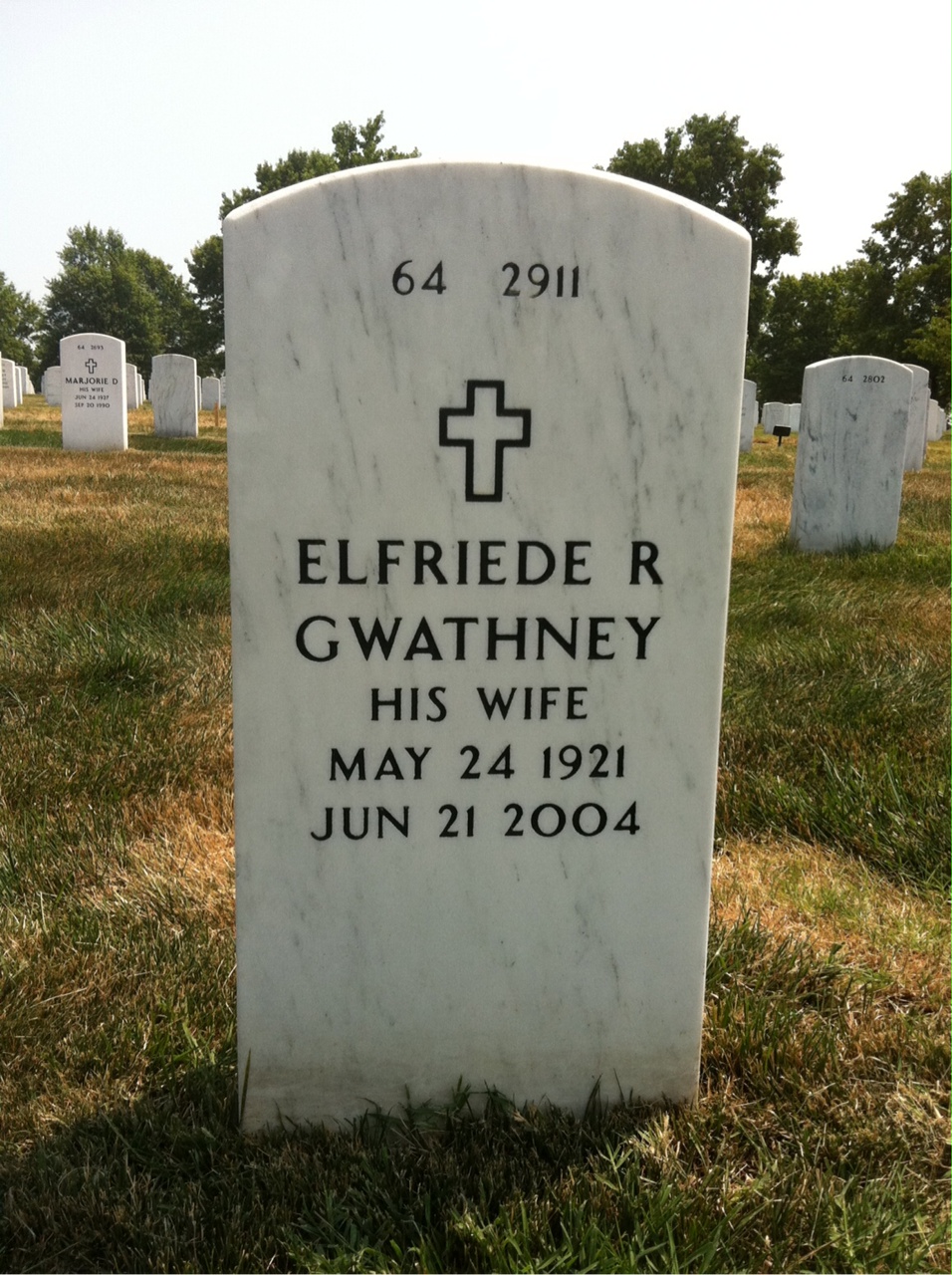 Back of headstone — Walter Gwathney