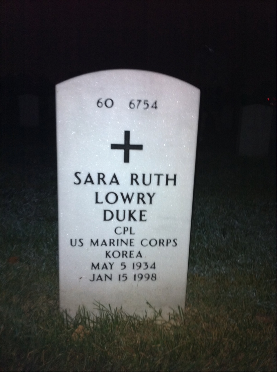 Back of headstone — Gus Duke