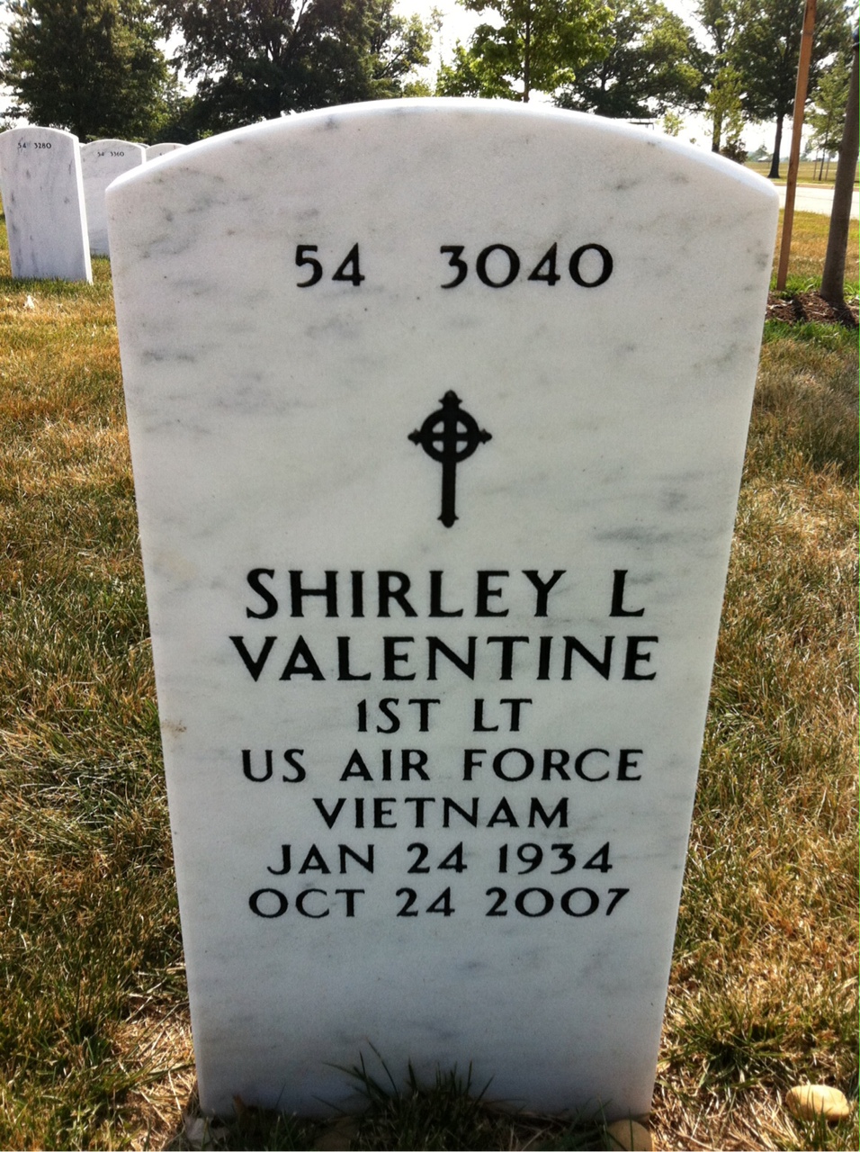 Back of headstone — Shirley L Valentine