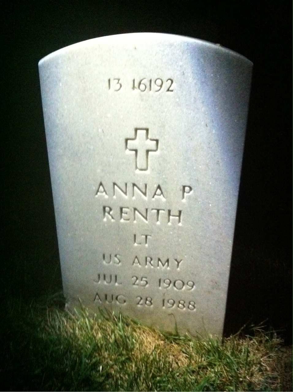 Back of headstone — Anna P Renth