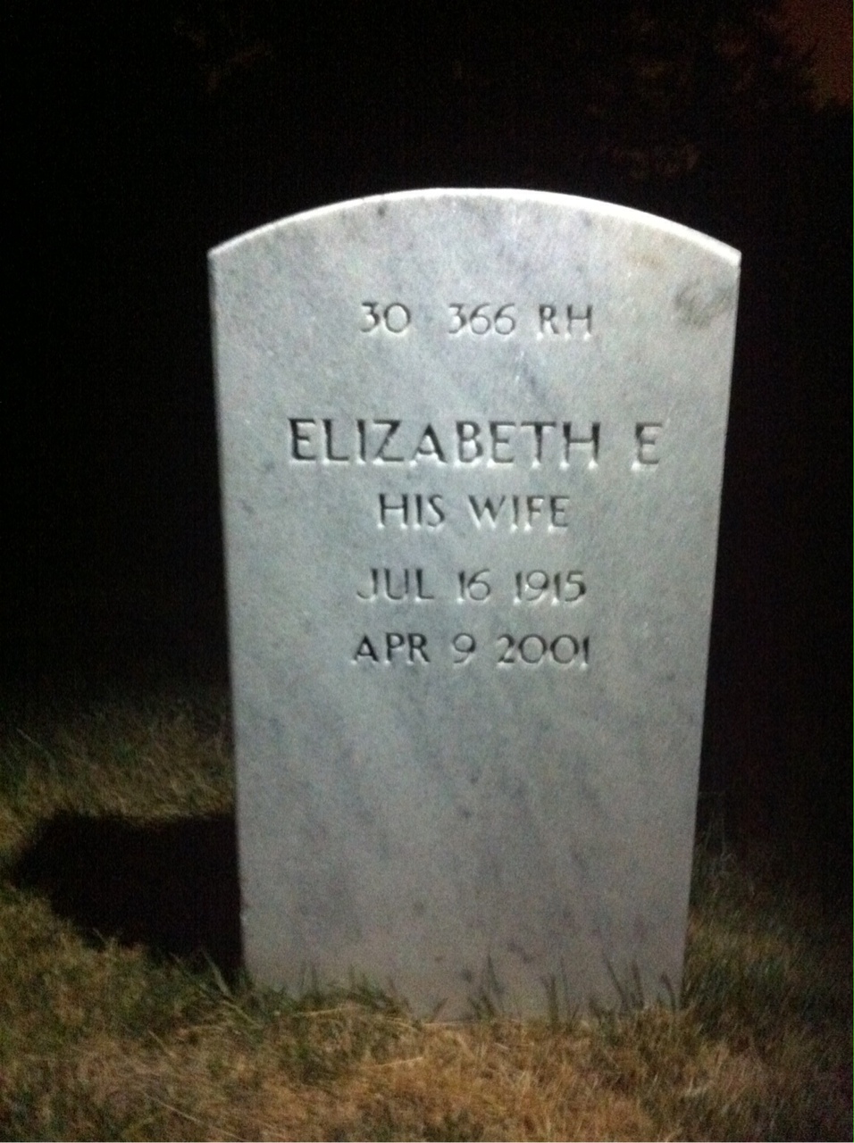 Back of headstone — Elizabeth Moseley