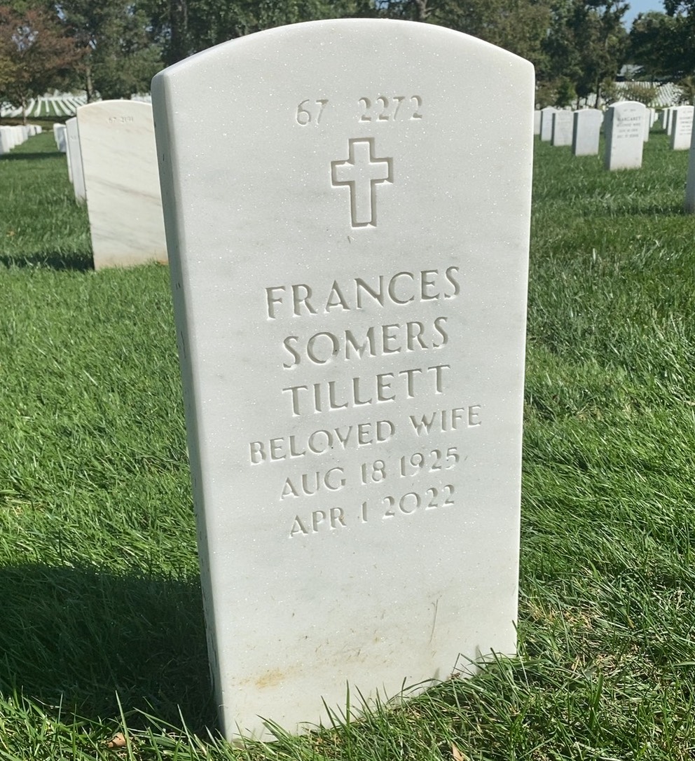 Back of headstone — William W Tillett