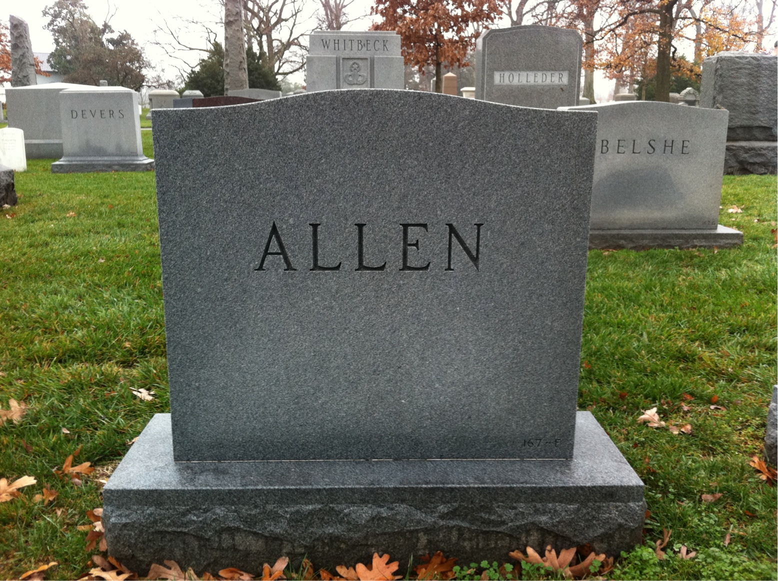 Back of headstone — Brooke Allen
