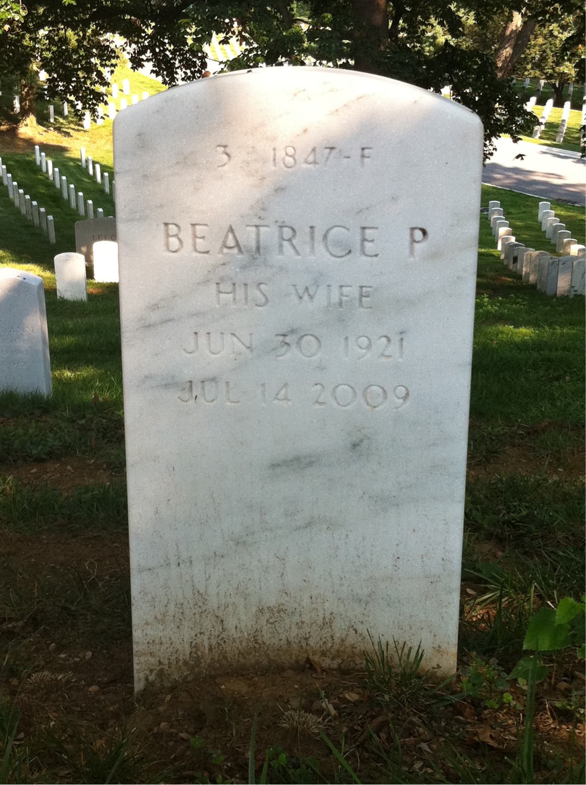 Back of headstone — John Weatherwax
